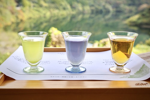 仁淀ブルースポット「中津渓谷」とオリジナル氷出し茶３種飲み比べ・あすなろ御膳ランチ【ガイドなし・昼食付・６時間】